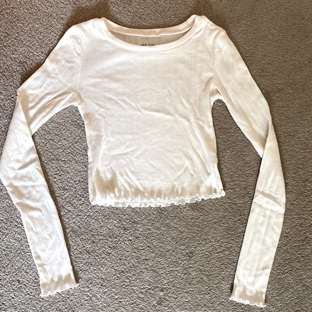 Aeropostale white shrunken tee collection long sleeve white shirt with frills